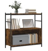VidaXL Boekenrek 80x30x78,5 cm bewerkt hout en ijzer gerookt eiken