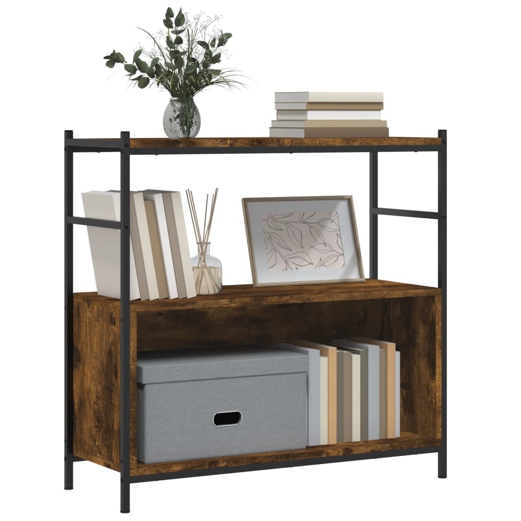 VidaXL Boekenrek 80x30x78,5 cm bewerkt hout en ijzer gerookt eiken
