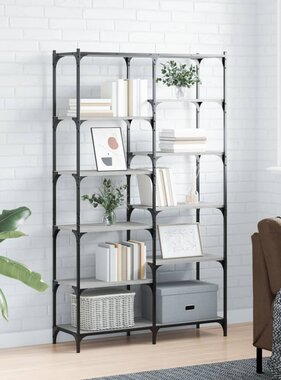 VidaXL Boekenrek 100x32x170 cm bewerkt hout en ijzer grijs sonoma