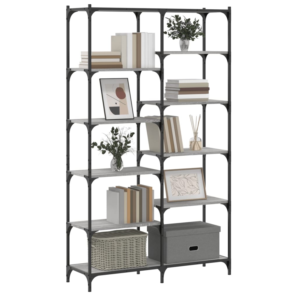 VidaXL Boekenrek 100x32x170 cm bewerkt hout en ijzer grijs sonoma