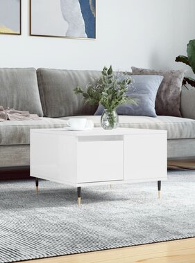 VidaXL Salontafel 55x55x36,5 cm bewerkt hout hoogglans wit