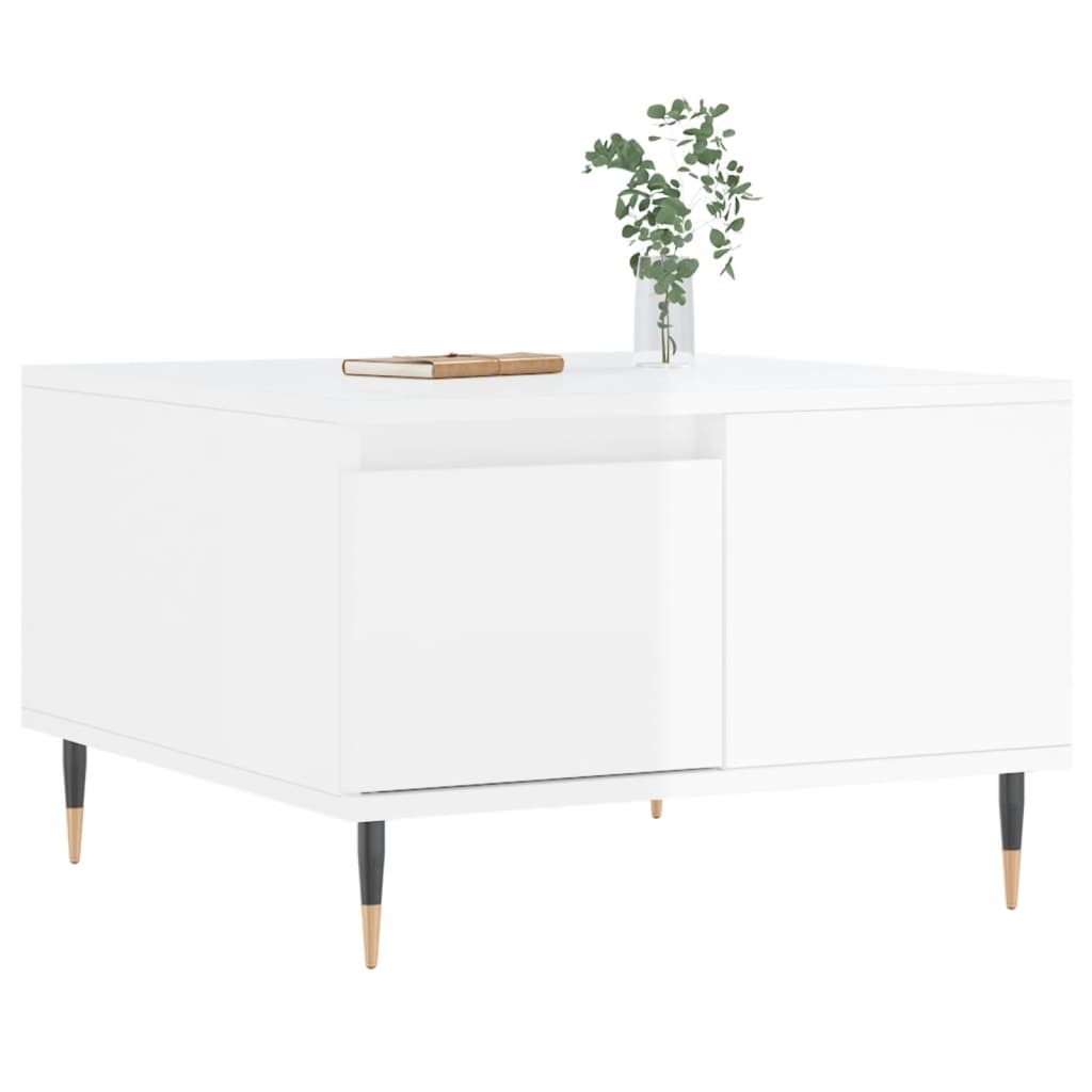 VidaXL Salontafel 55x55x36,5 cm bewerkt hout hoogglans wit
