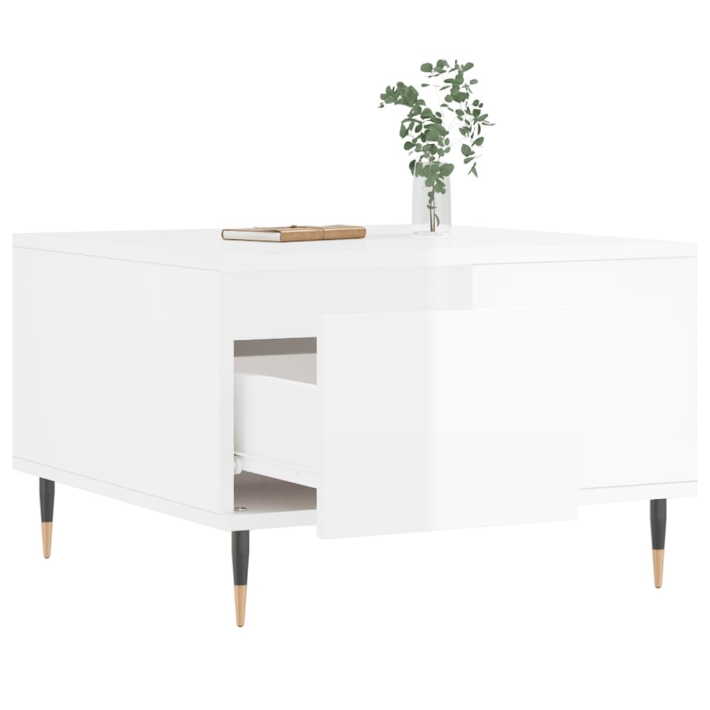 VidaXL Salontafel 55x55x36,5 cm bewerkt hout hoogglans wit