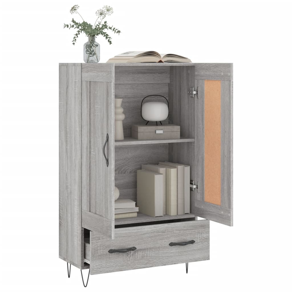 VidaXL Hoge kast 69,5x31x115 cm bewerkt hout grijs sonoma eikenkleurig