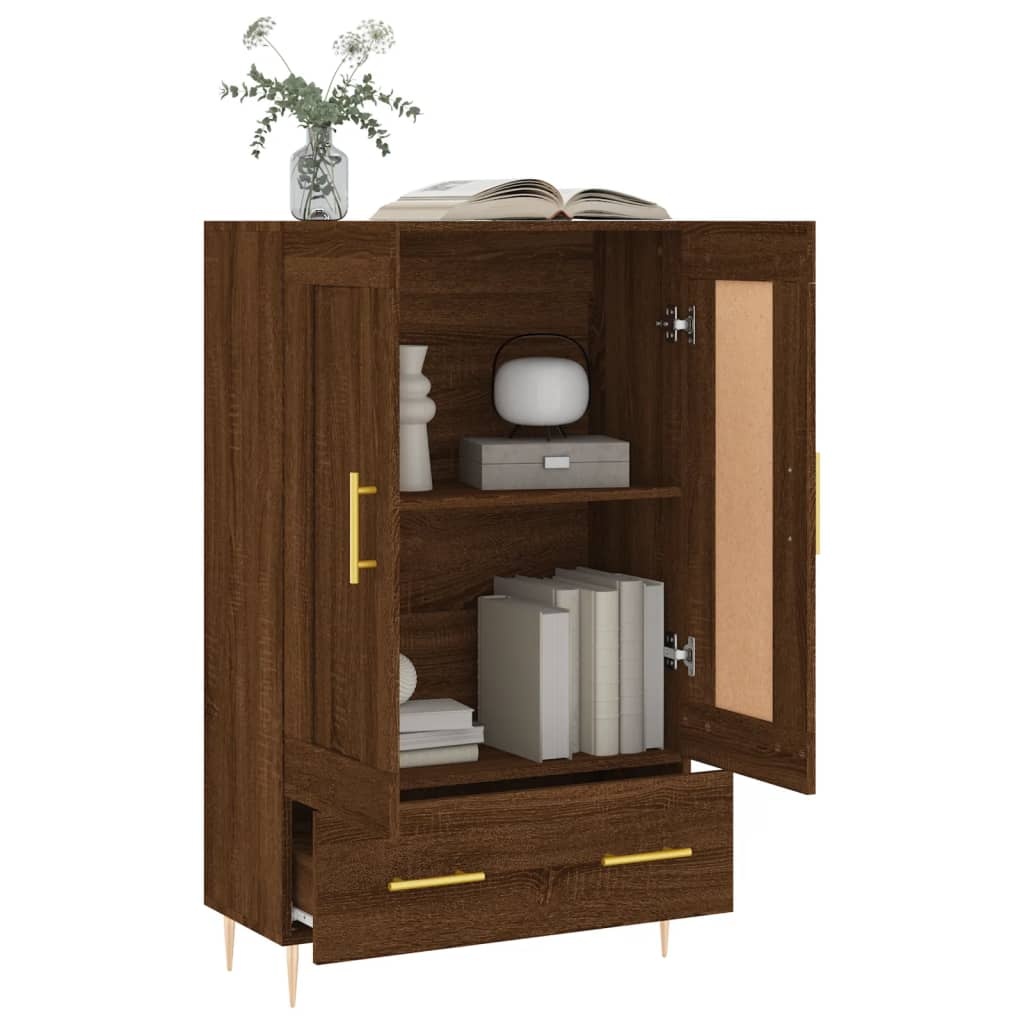 VidaXL Hoge kast 69,5x31x115 cm bewerkt hout bruineikenkleurig
