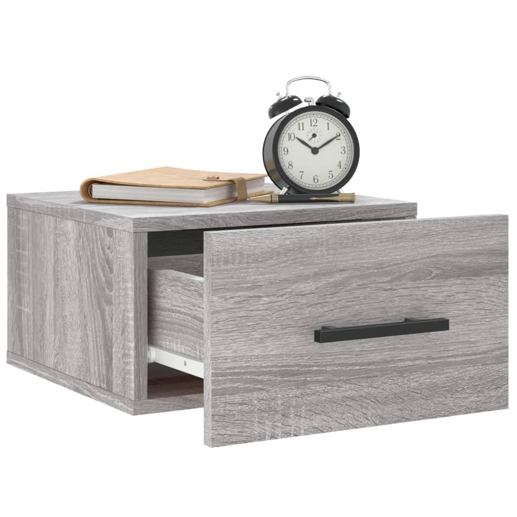 VidaXL Nachtkastjes 2 st wandgemonteerd 35x35x20 cm grijs sonoma eiken