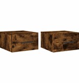 VidaXL Nachtkastjes 2 st wandgemonteerd 35x35x20 cm gerookt eikenkleur