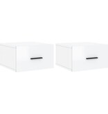 VidaXL Nachtkastjes 2 st wandgemonteerd 35x35x20 cm hoogglans wit
