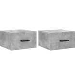 VidaXL Nachtkastjes 2 st wandgemonteerd 35x35x20 cm betongrijs