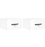 VidaXL Nachtkastjes 2 st wandgemonteerd 35x35x20 cm hoogglans wit