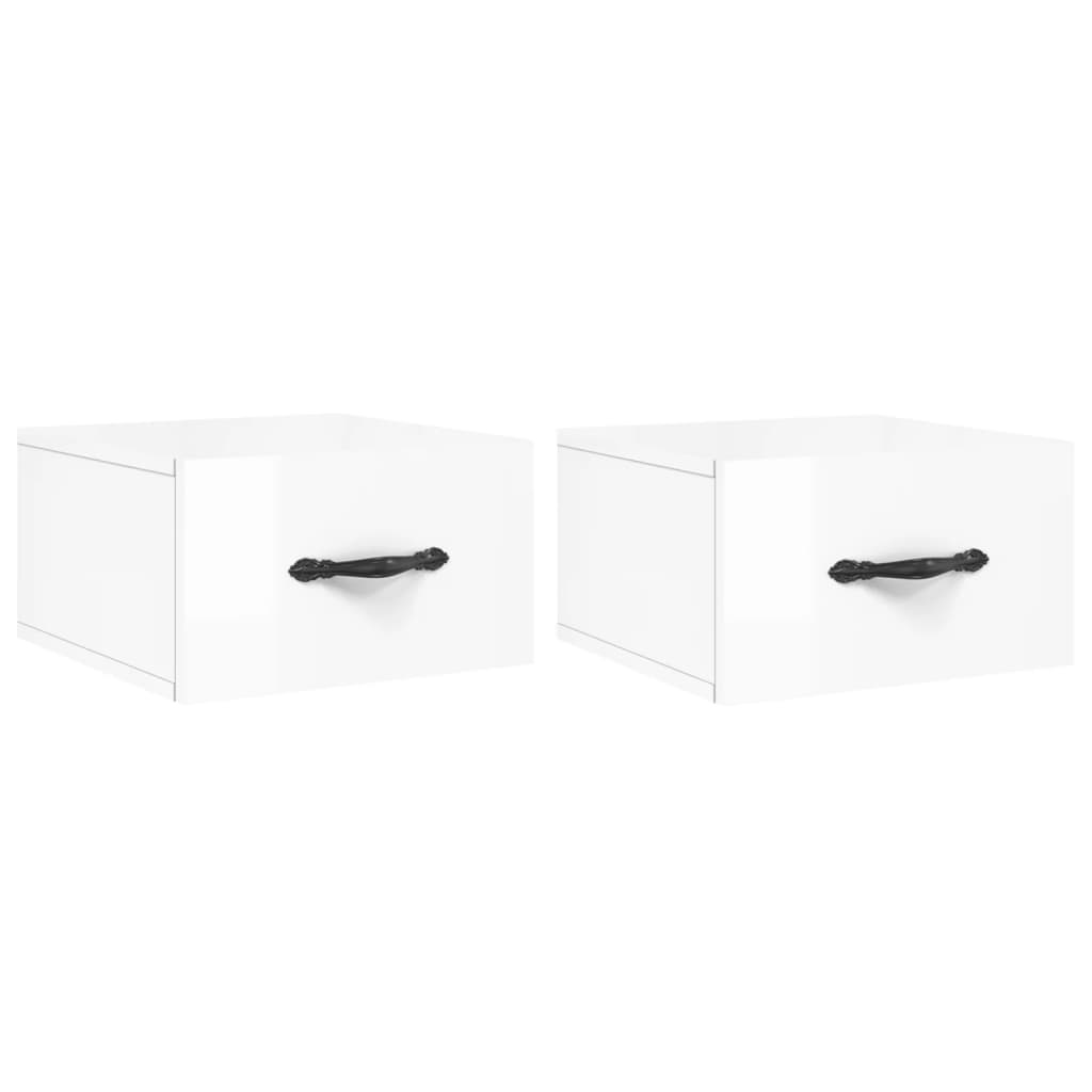 VidaXL Nachtkastjes 2 st wandgemonteerd 35x35x20 cm hoogglans wit