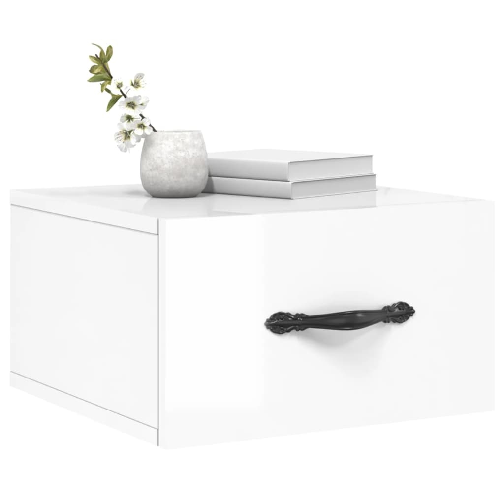 VidaXL Nachtkastjes 2 st wandgemonteerd 35x35x20 cm hoogglans wit