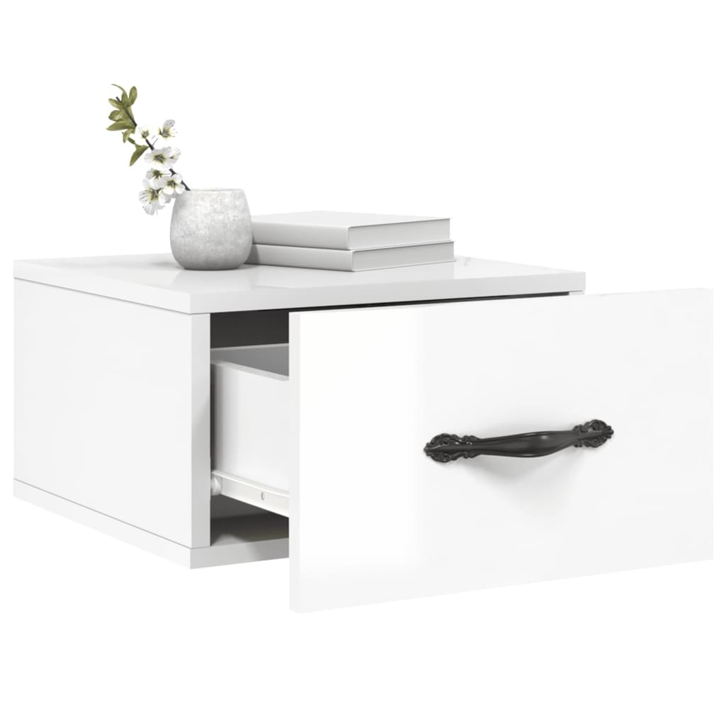 VidaXL Nachtkastjes 2 st wandgemonteerd 35x35x20 cm hoogglans wit