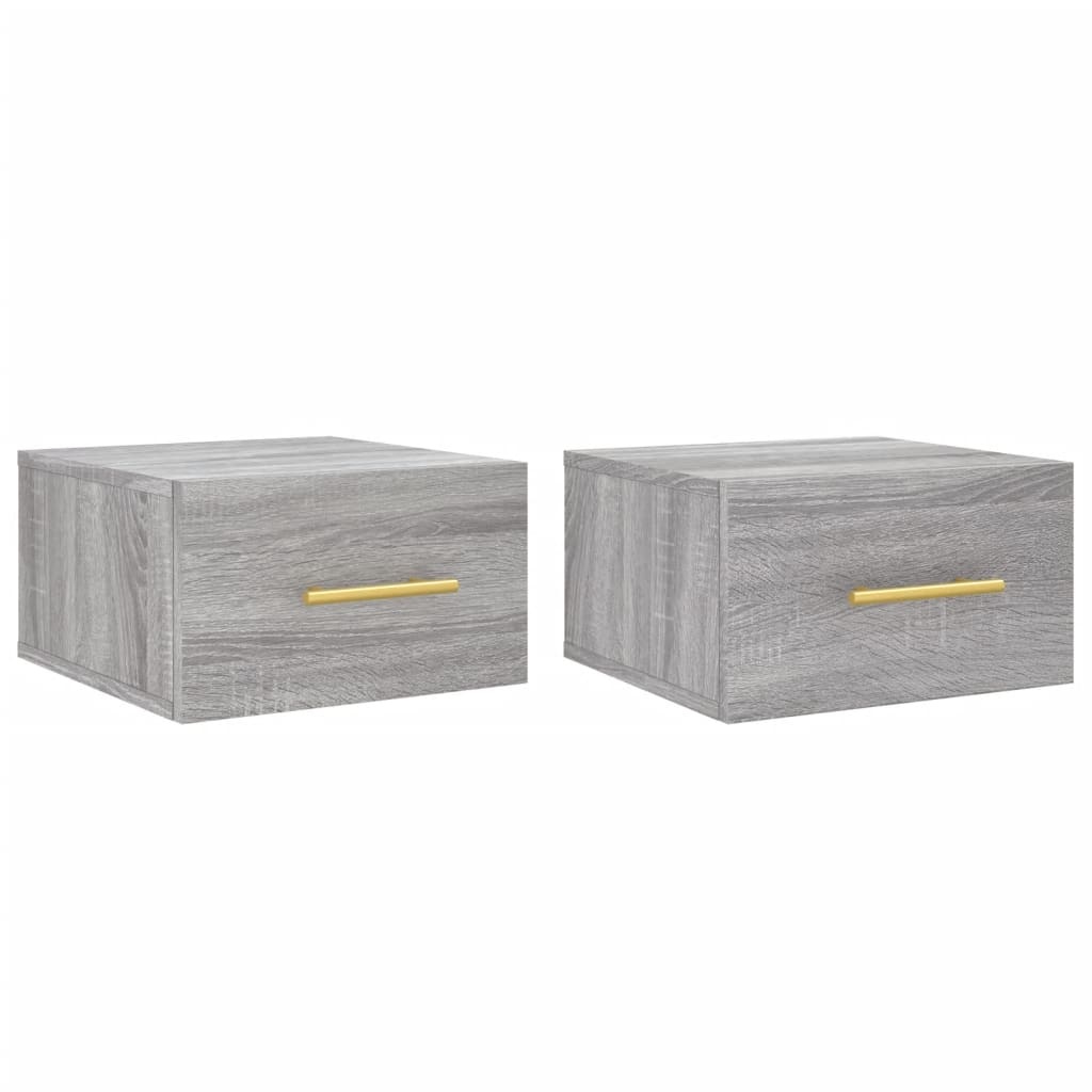 VidaXL Nachtkastjes 2 st wandgemonteerd 35x35x20 cm grijs sonoma eiken