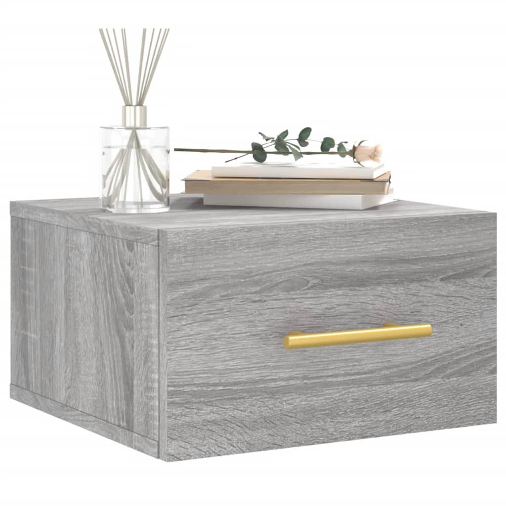 VidaXL Nachtkastjes 2 st wandgemonteerd 35x35x20 cm grijs sonoma eiken