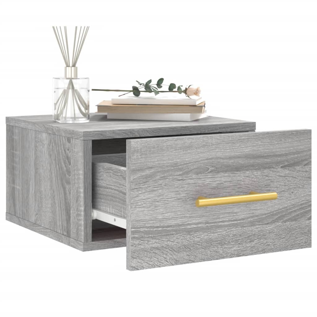 VidaXL Nachtkastjes 2 st wandgemonteerd 35x35x20 cm grijs sonoma eiken