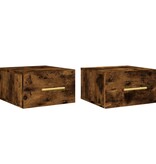 VidaXL Nachtkastjes 2 st wandgemonteerd 35x35x20 cm gerookt eikenkleur