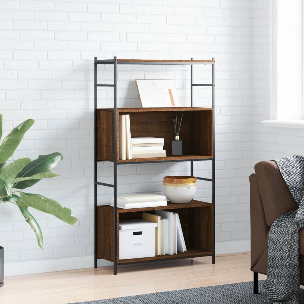 VidaXL Boekenkast 80x30x145,5 cm bewerkt hout en ijzer bruineikenkleur