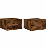 VidaXL Nachtkastjes 2 st wandgemonteerd 35x35x20 cm gerookt eikenkleur