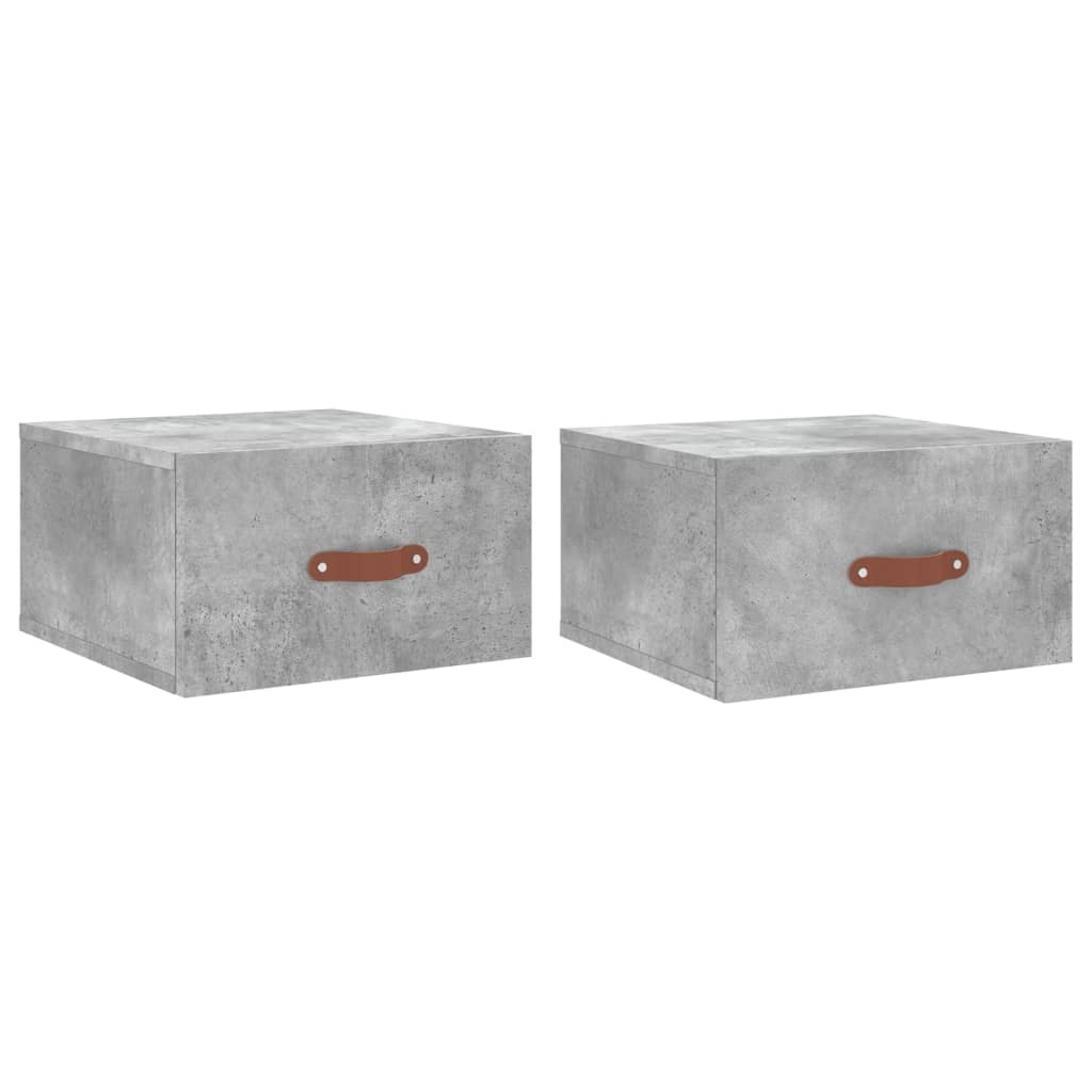 VidaXL Nachtkastjes 2 st wandgemonteerd 35x35x20 cm betongrijs