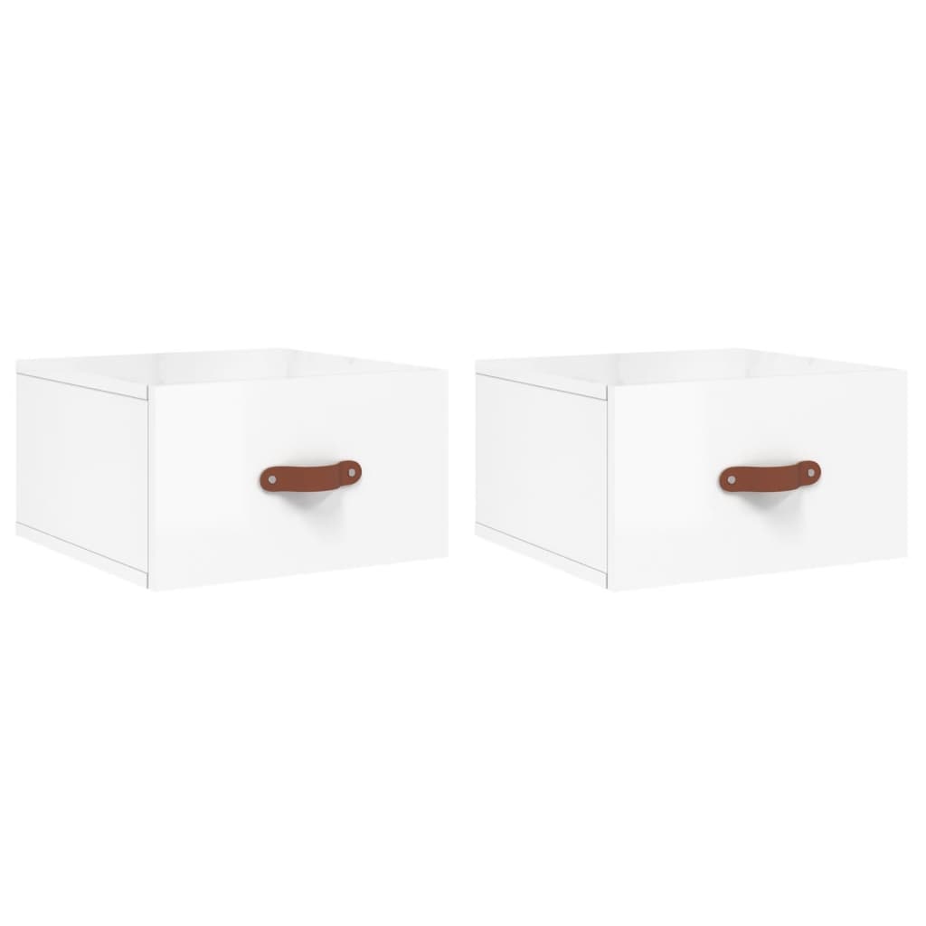 VidaXL Nachtkastjes 2 st wandgemonteerd 35x35x20 cm hoogglans wit