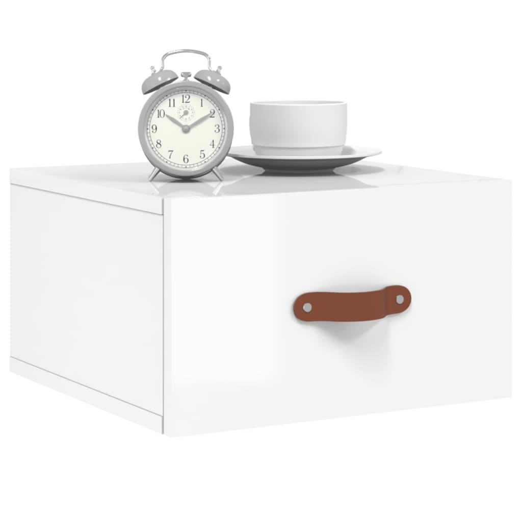 VidaXL Nachtkastjes 2 st wandgemonteerd 35x35x20 cm hoogglans wit