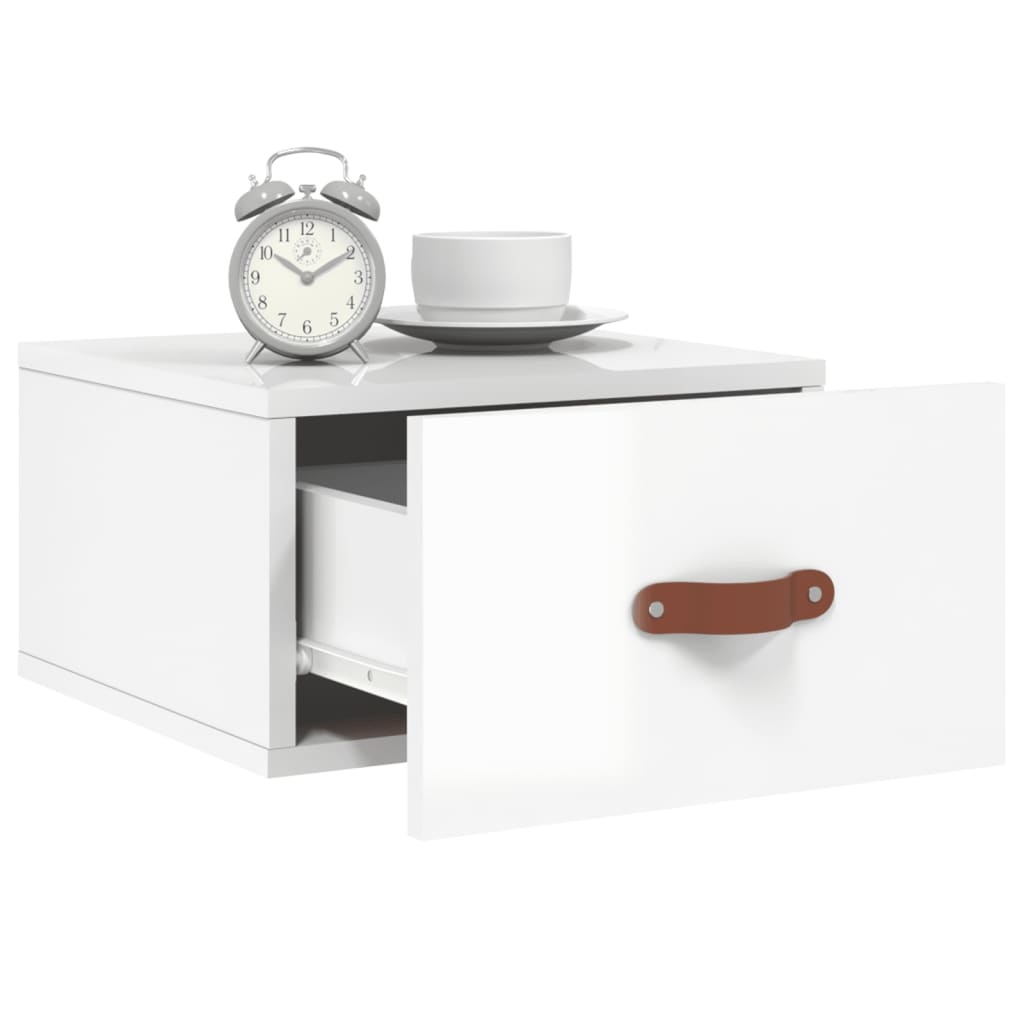 VidaXL Nachtkastjes 2 st wandgemonteerd 35x35x20 cm hoogglans wit