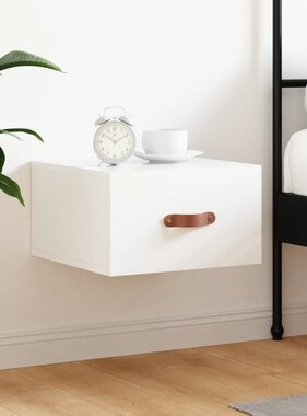 VidaXL Nachtkastje wandgemonteerd 35x35x20 cm hoogglans wit