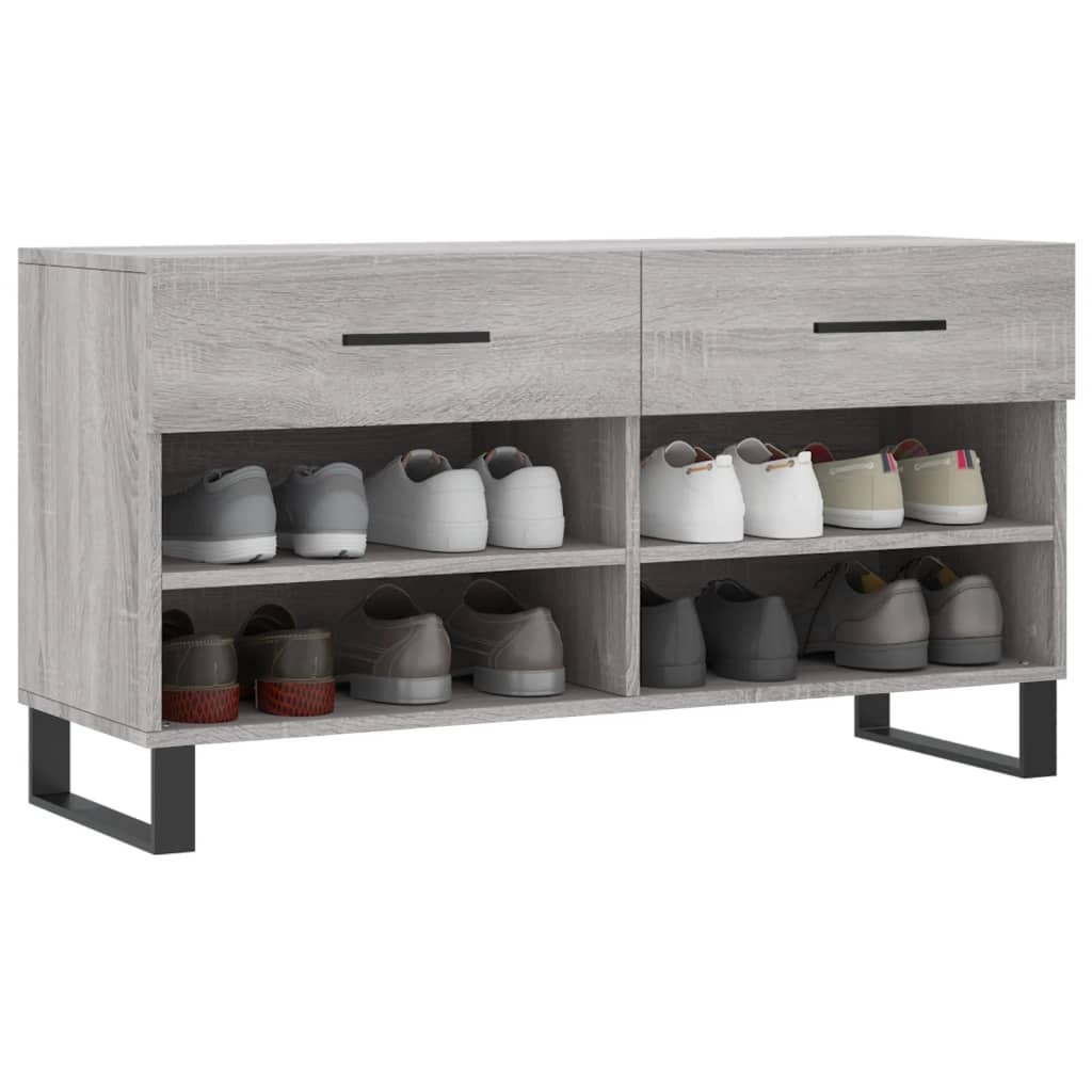 VidaXL Schoenenbank 102x35x55 cm bewerkt hout grijs sonoma eikenkleur