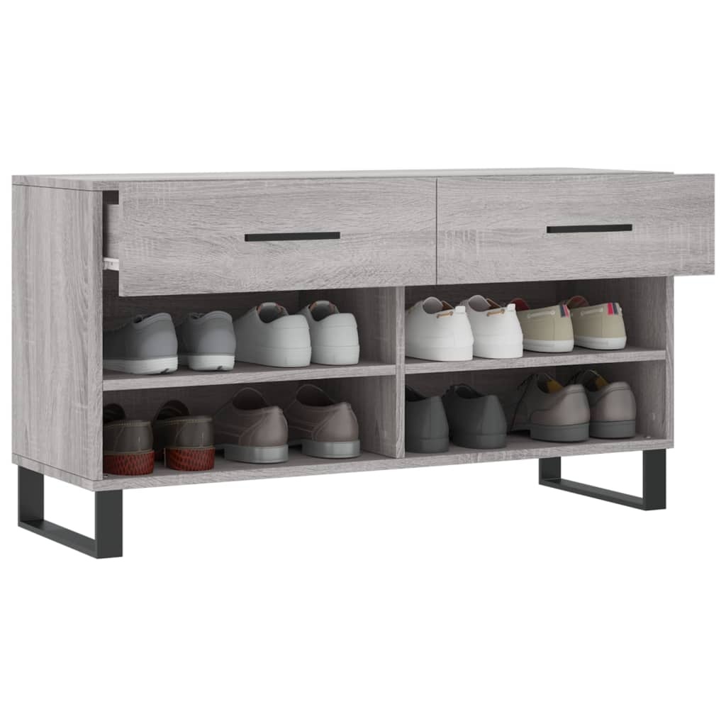 VidaXL Schoenenbank 102x35x55 cm bewerkt hout grijs sonoma eikenkleur