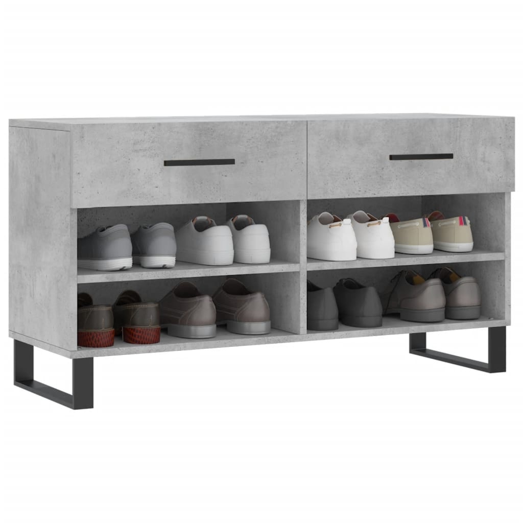 VidaXL Schoenenbank 102x35x55 cm bewerkt hout betongrijs