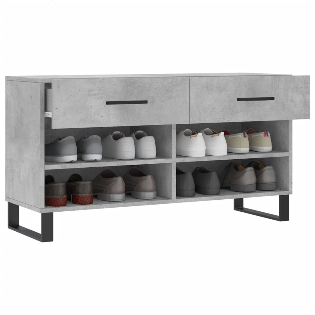 VidaXL Schoenenbank 102x35x55 cm bewerkt hout betongrijs