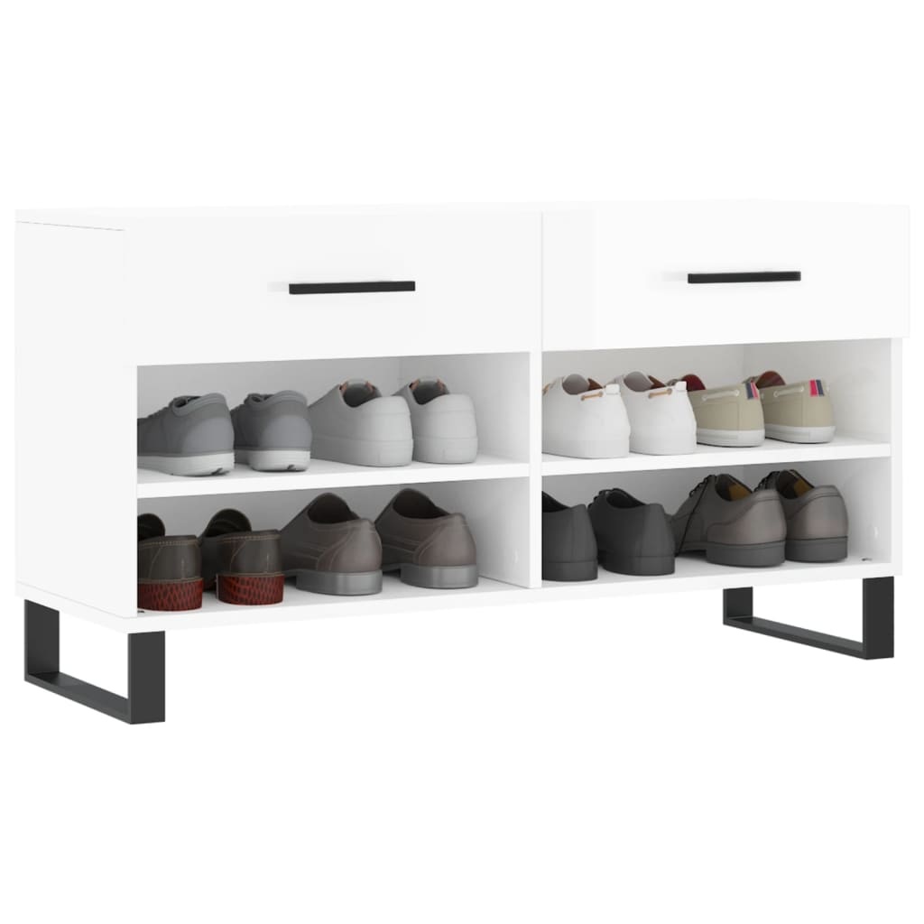 VidaXL Schoenenbank 102x35x55 cm bewerkt hout hoogglans wit