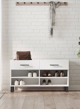 VidaXL Schoenenbank 102x35x55 cm bewerkt hout wit