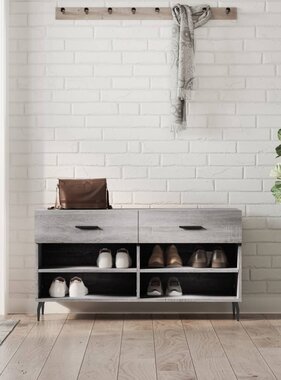 VidaXL Schoenenbank 102x35x55 cm bewerkt hout grijs sonoma eikenkleur