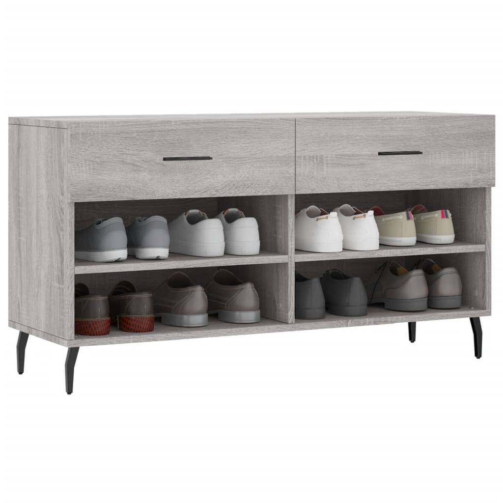 VidaXL Schoenenbank 102x35x55 cm bewerkt hout grijs sonoma eikenkleur