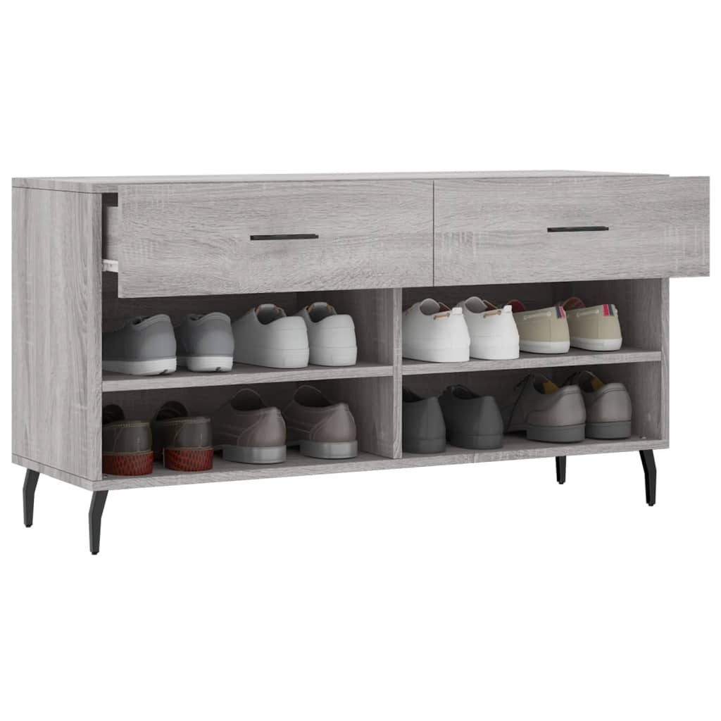 VidaXL Schoenenbank 102x35x55 cm bewerkt hout grijs sonoma eikenkleur