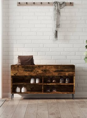 VidaXL Schoenenbank 102x35x55 cm bewerkt hout gerookt eikenkleurig