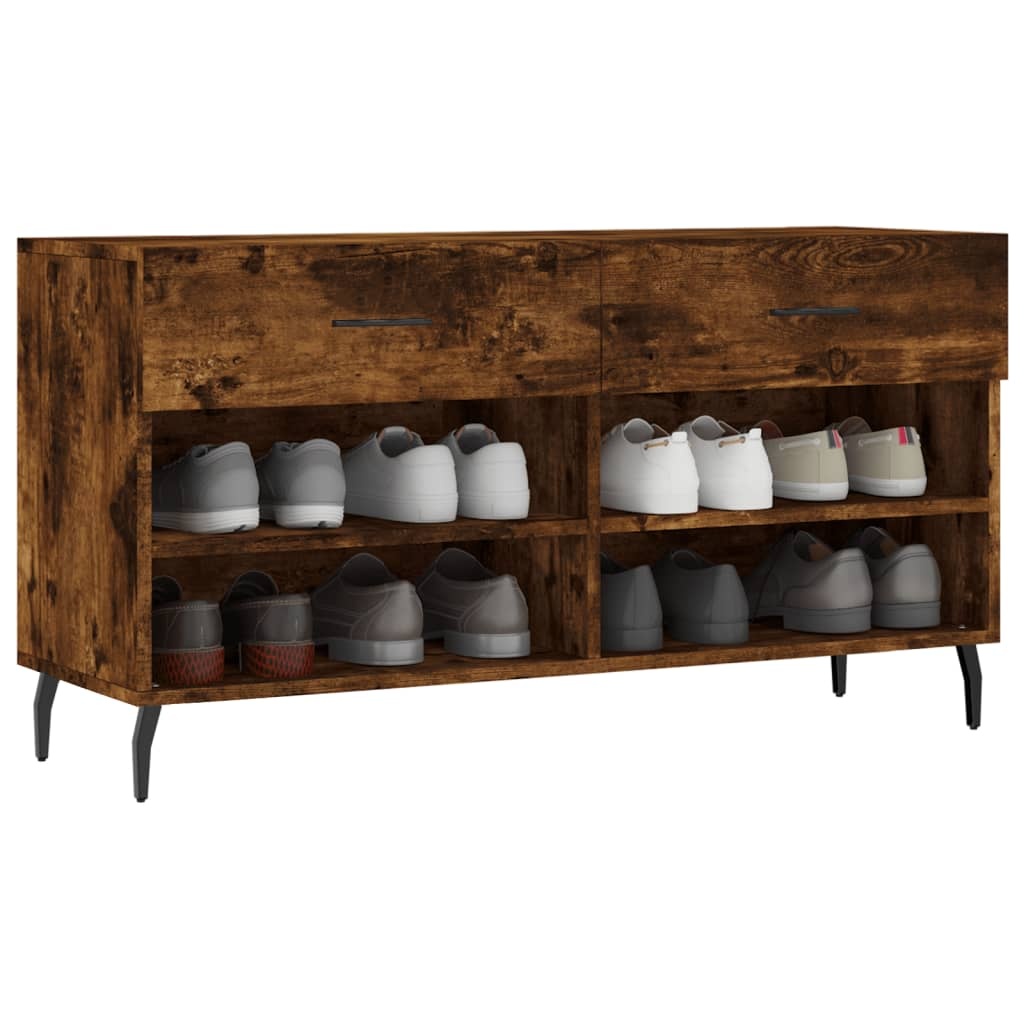 VidaXL Schoenenbank 102x35x55 cm bewerkt hout gerookt eikenkleurig
