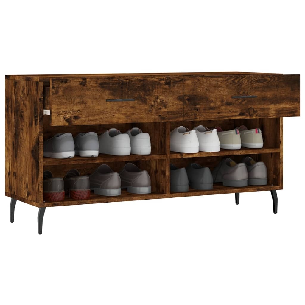 VidaXL Schoenenbank 102x35x55 cm bewerkt hout gerookt eikenkleurig