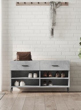 VidaXL Schoenenbank 102x35x55 cm bewerkt hout betongrijs