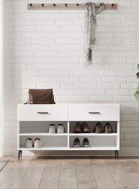 VidaXL Schoenenbank 102x35x55 cm bewerkt hout hoogglans wit