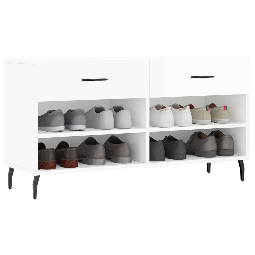 VidaXL Schoenenbank 102x35x55 cm bewerkt hout hoogglans wit