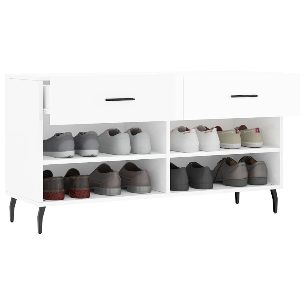 VidaXL Schoenenbank 102x35x55 cm bewerkt hout hoogglans wit