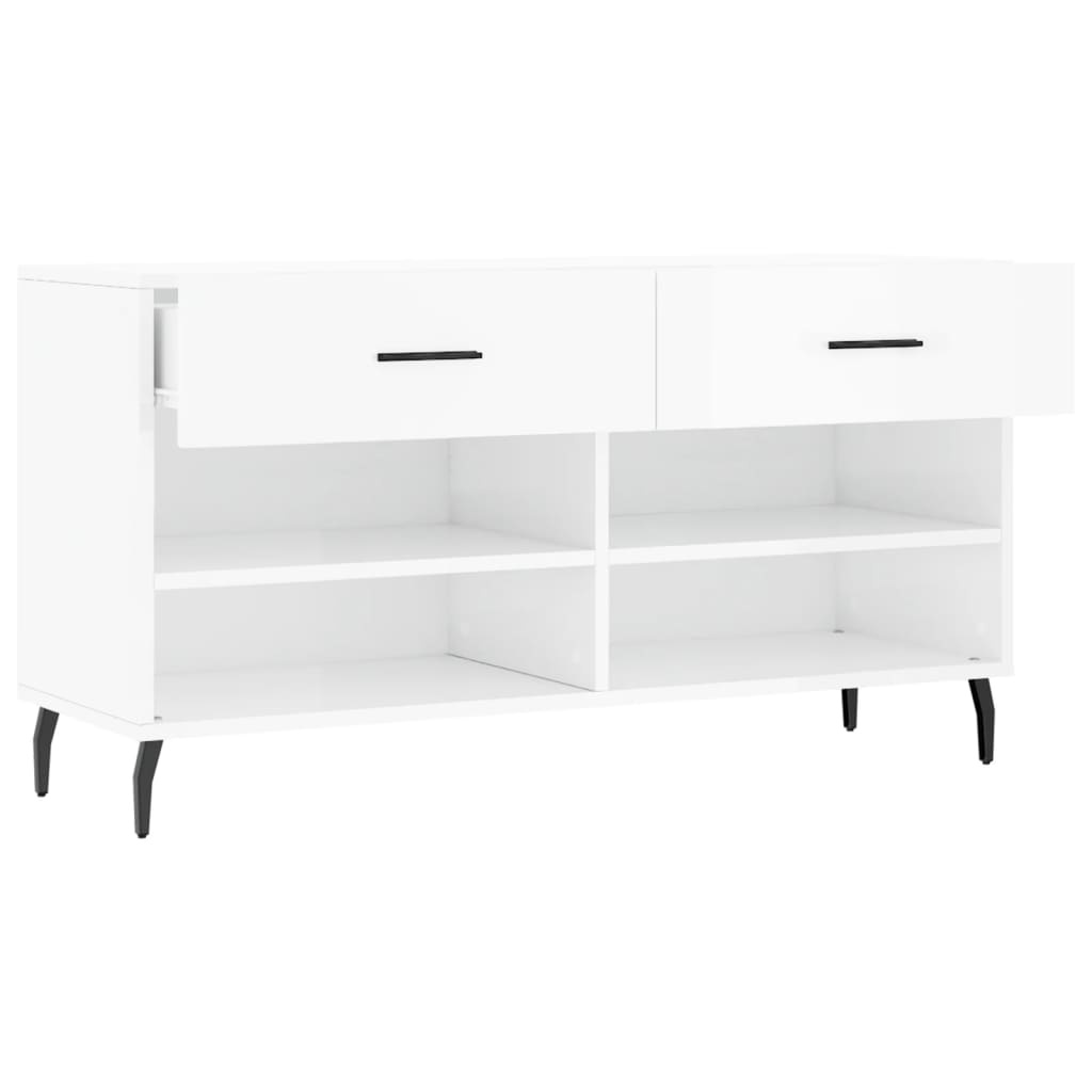 VidaXL Schoenenbank 102x35x55 cm bewerkt hout hoogglans wit