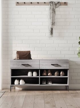 VidaXL Schoenenbank 102x35x55 cm bewerkt hout grijs sonoma eikenkleur