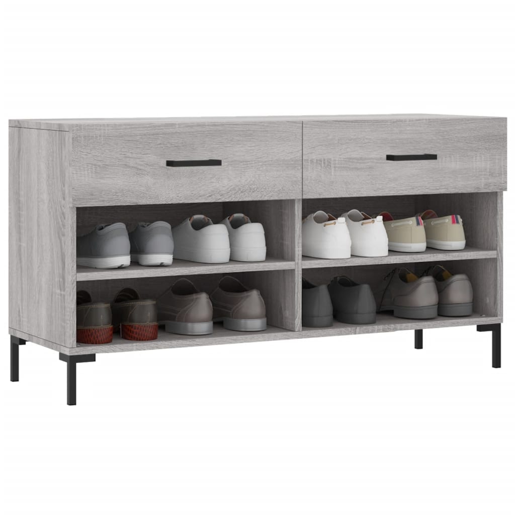 VidaXL Schoenenbank 102x35x55 cm bewerkt hout grijs sonoma eikenkleur