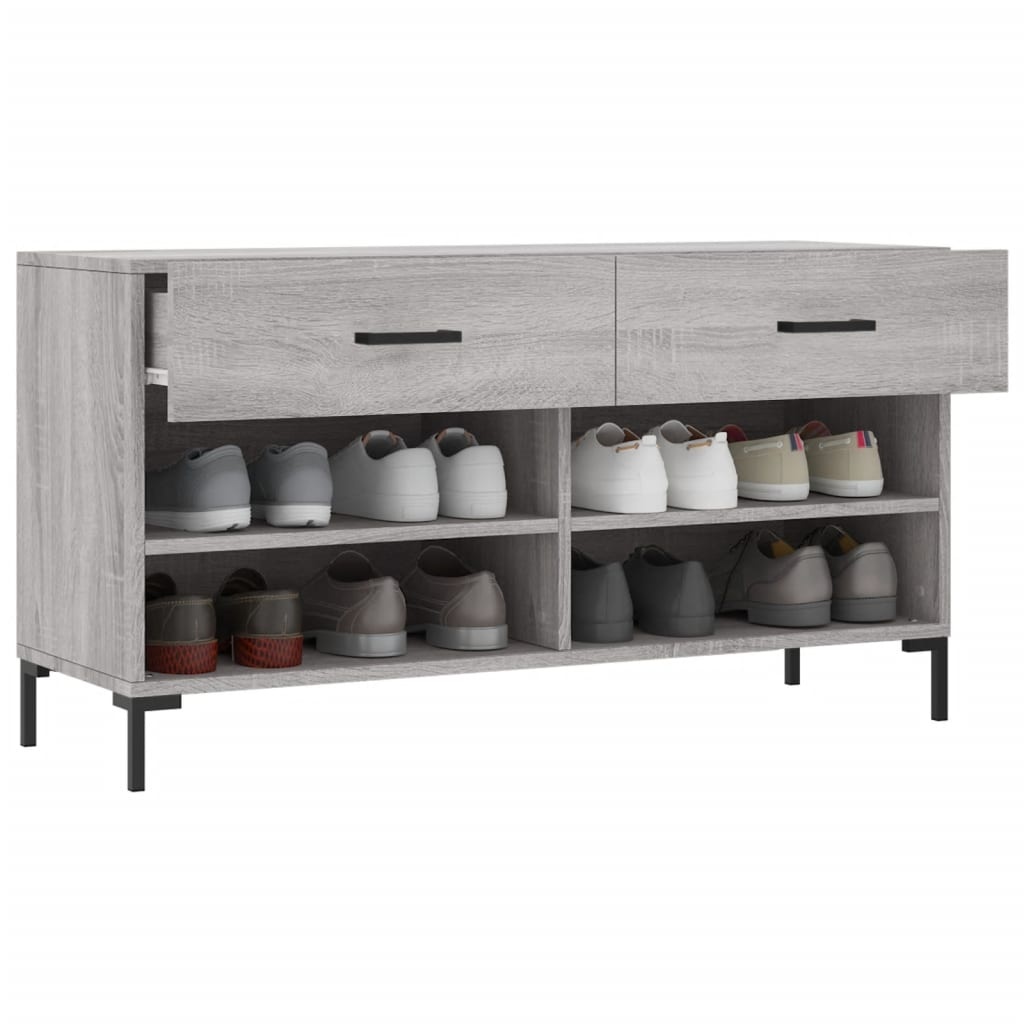 VidaXL Schoenenbank 102x35x55 cm bewerkt hout grijs sonoma eikenkleur