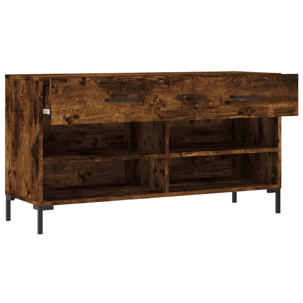 VidaXL Schoenenbank 102x35x55 cm bewerkt hout gerookt eikenkleurig