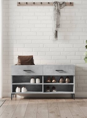 VidaXL Schoenenbank 102x35x55 cm bewerkt hout betongrijs